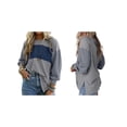 thumbnail image 2 of Blusas de Larga para Mujer, de Gran Tamaño, Modernas, con Cuello Redondo, Informales, con Bloques de Color. Azul Grisáceo L, 2 of 7
