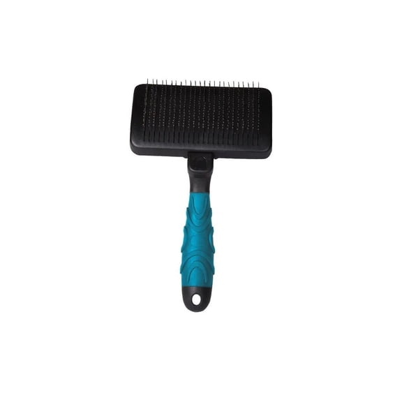 Dog and Cat Grooming Push Button Self Cleaning Pin Retraction Slicker Brush (Medium)