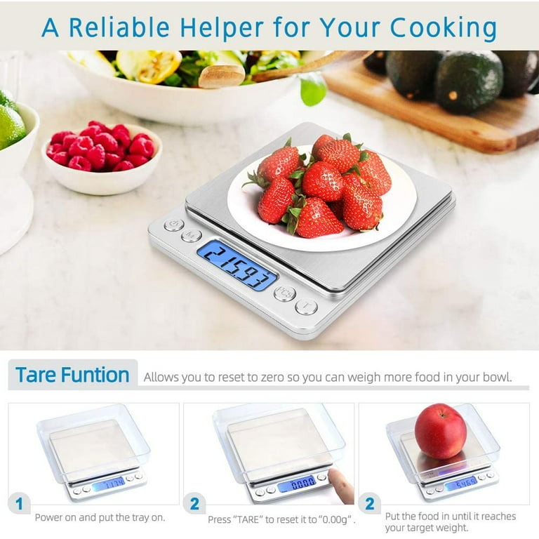Food Scale, 0.001oz Precise Digital Kitchen Scale Gram Scales Weight Food  Coffee Scale Digital Scales for Cooking Baking Stainless Steel Back-lit LCD  Display Pocket Small Scale, Silver 