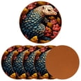 thumbnail image 2 of Pangolin 6PCS Round Microfiber Leather Coasters, 11x11 cm/4.3x4.3 in, Stylish Drink Mats for Home and Office, Absorbent and Beverage Coasters, 2 of 6