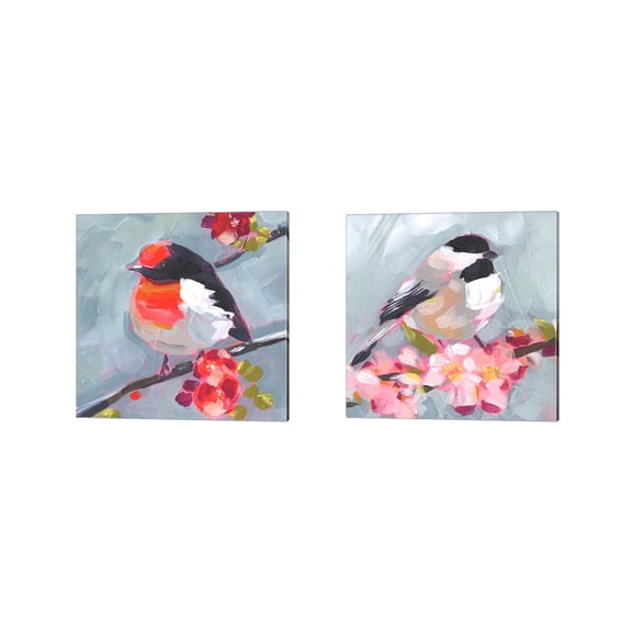Great Art Now Brushstroke Bird by Jennifer Parker 2 Piece Canvas Art Set Each 14"W x 14"H
