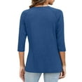 thumbnail image 4 of Fanxing Tshirts for Women 3/4 Sleeve Womens Tops Summer Tops Casual Loose Fit Workout Yoga Tunic T Shirts Blue (Women's Small), 4 of 6