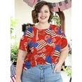 thumbnail image 4 of XCHQRTI American Stars Stripes Women Plus Size Tshirt 4th of July Patriotic Tee Short Sleeve 2x-5x, 4 of 5