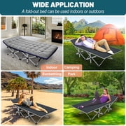 FICISOG Sleeping Cots for Adults, Folding Camping Cot Bed for Sleeping,Perfect for Camping, Pool, Beach,Striped Style
