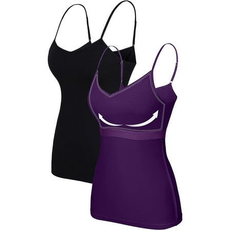 

Women s V Neck Camisole with Shelf Bra Adjustable Straps Cotton Bras 2 Pack Bras