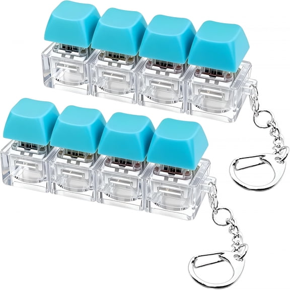 CYFW 2 Pcs Keyboard Fidget Toy, Keyboard Fidget Keychain 4-in-1 Keyboard Decompression Button Finger Clicker Toys, Button Stress Relief Fidget Gifts for Adult to Relief Stress (Blue)