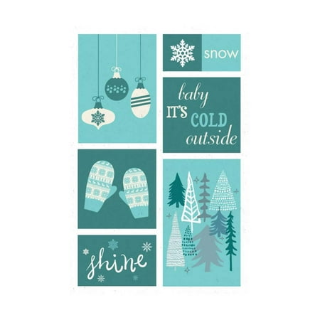 christmas blue snow checkerboard print wall art by lantern press