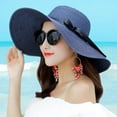 thumbnail image 2 of Hats for Women Summer UPF50+ Sun Hat for Women Big Bowknot Braid Fabric Hat Floppy Foldable Roll up UV Beach Cap, 2 of 7