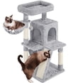 thumbnail image 3 of Yaheetech 40″ Multi-Level Cat Tree with Condo, Basket & Hammock, Light Gray, 3 of 8