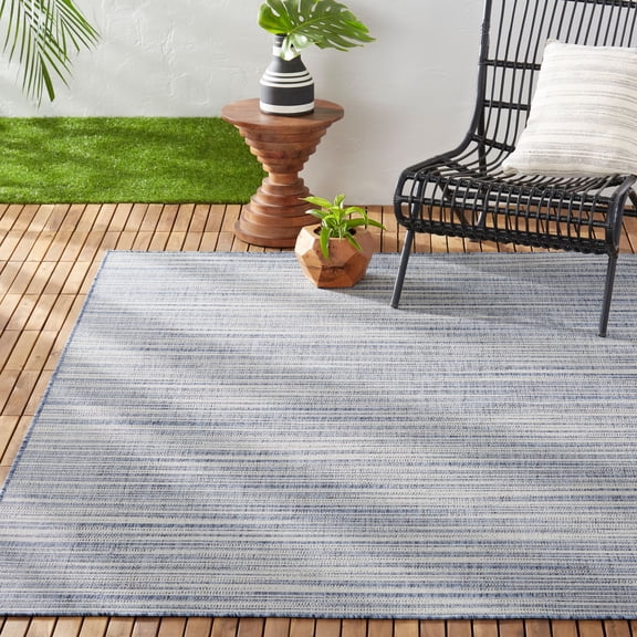 Nicole Miller New York Patio Country Wynona Contemporary Abstract Indoor/Outdoor Area Rug, Blue/Beige, 5'2"x7'2"