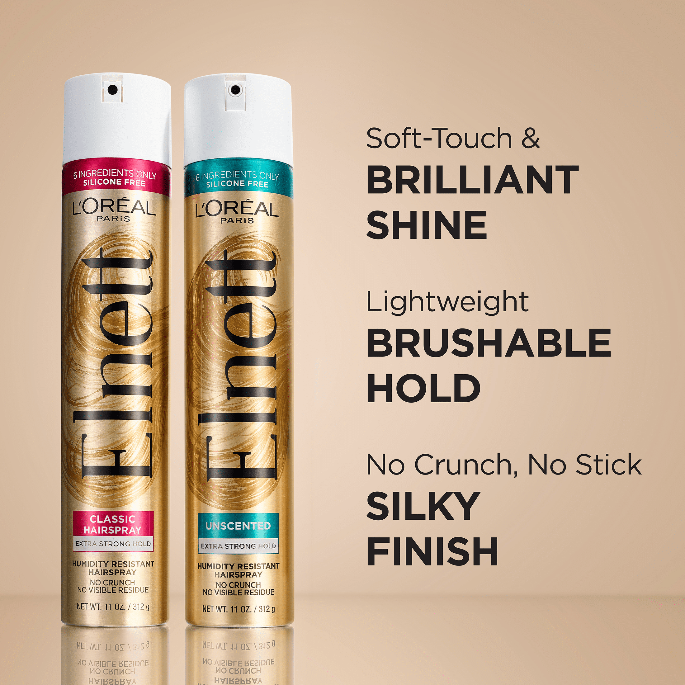 L'Oreal Paris Elnett Satin Extra Strong Hold Light Hairspray, Unscented, 2.2 oz