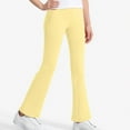 thumbnail image 4 of Cethrio Girls Cotton Leggings, Casual Stretchy Dancing Elastic Waist Flare Pants with Pockets Yellow Size 9-10 T, 4 of 6