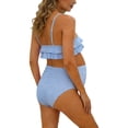 thumbnail image 3 of Maternity Women Bikini Set Bathing Suit Graphic Sleeveless Swimsuit High Waist Floral Print Two Piece With Briefs For Beach Pool,Light Blue,SIZE M, 3 of 8