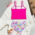 thumbnail image 4 of NOLDARES Girls Swimsuit Two Piece Cute Floral Print Kids Swimwear Comfortable Stretch Fabric for Beach Holiday(Hot Pink,8-9 Years), 4 of 5