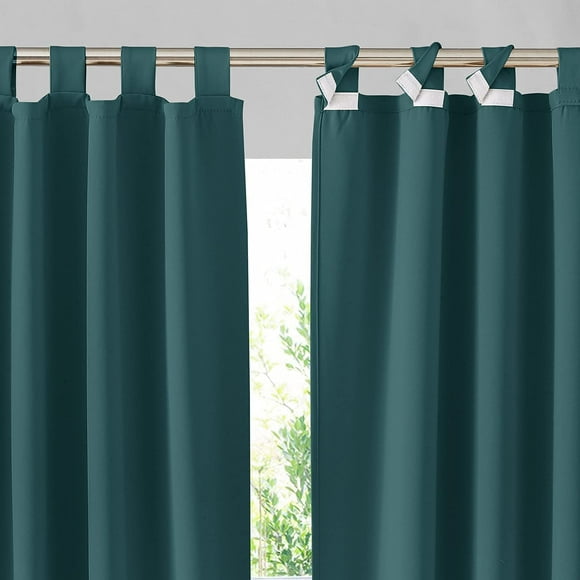 RYB HOME Porch Curtains Outdoor Waterproof 2 Panels - Detachable Top Waterproof Outdoor Blackout Curtains Drapes for Porch Pergola Gezebo Cabana Sun Room Deck, Teal, W52 x L84 inches