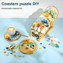CCOCC Mosaic Craft Coaster Making Kit for Adults DIY Glass Mosaic Tiles Kits Ceramic Art Bulk Materials Package for Handmade Gifts