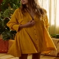 thumbnail image 2 of Autumn Women‘s Solid Color Lapel Button Up Shirt Dress with Long Sleeves, 2 of 5