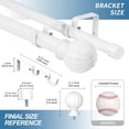 thumbnail image 3 of Urbanest Adjustable Double Curtain Rod Set Fluted Ball Manhattan Finials – 1″ Front & 3/4″ Back Rod With Glossy White Rod, 28–48 Inches, 3 of 6