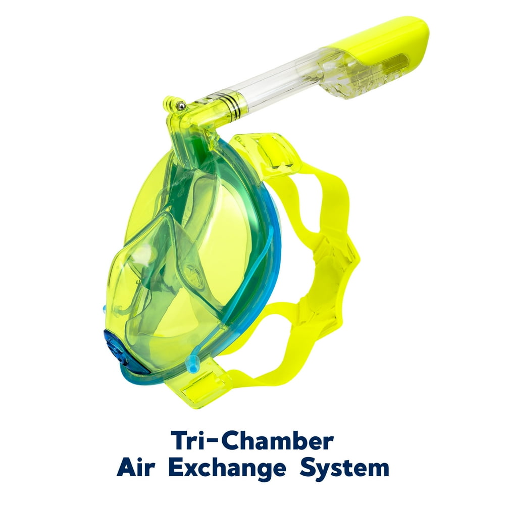 Dolfino Frontier Adult Full Face Snorkel Mask, Small/Medium, Yellow
