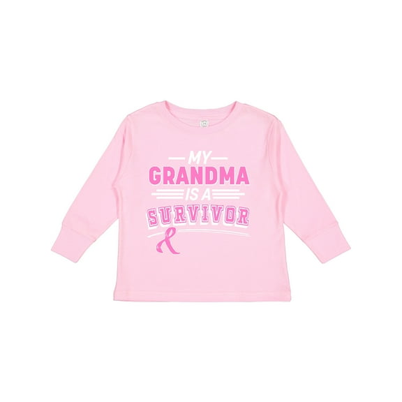 Inktastic My Grandma is a Survivor Breast Cancer Awareness Boys or Girls Long Sleeve Toddler T-Shirt