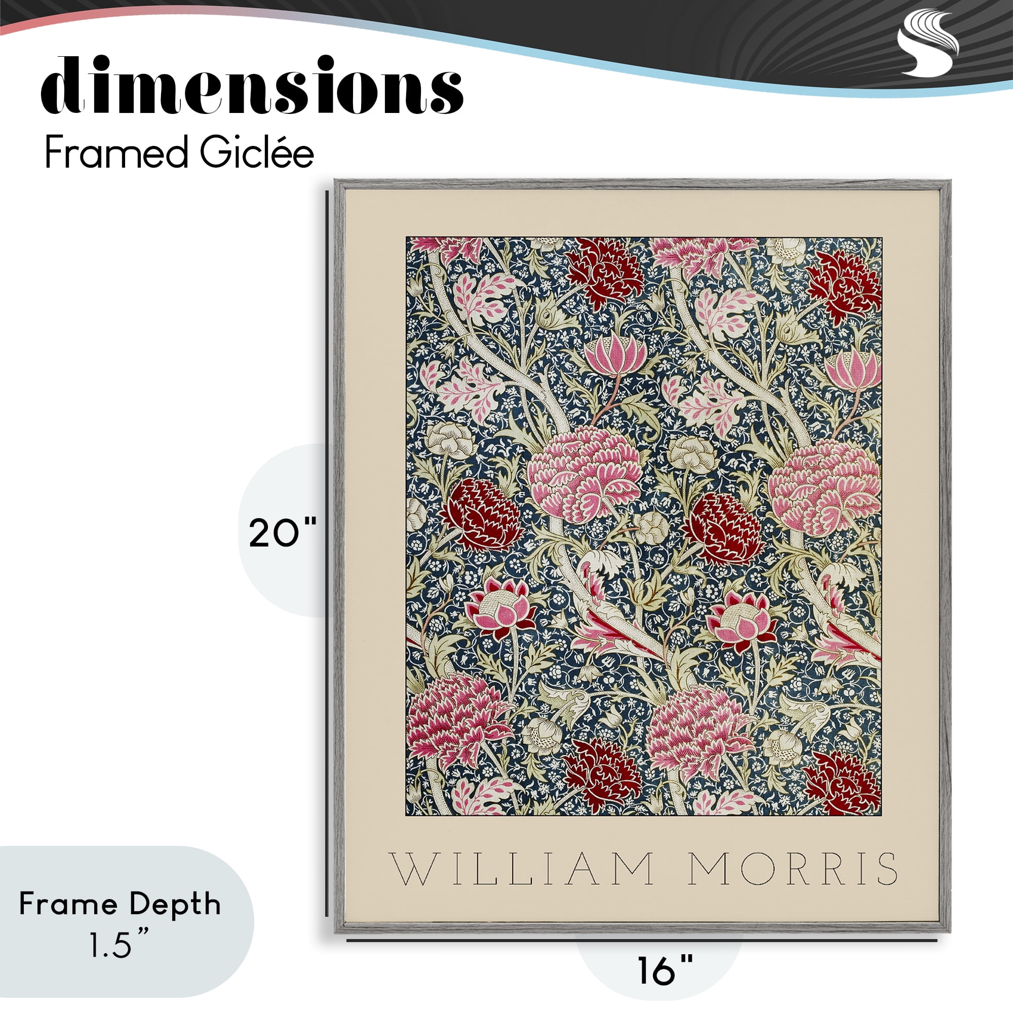 Stupell Industries Ornate Intertwined Flower Classic Gray Framed Giclee Art, design by Lil' Rue
