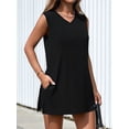 thumbnail image 6 of Women'S 2 Piece Shorts Sets V Neck Long Tank Tops High Waisted Loose Fit Matching Travel Outfits Black S, 6 of 8