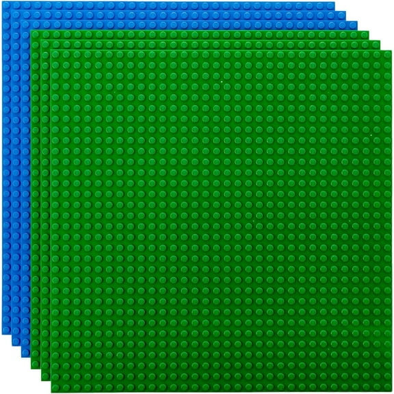 6 Pc Base Plates - Compatible with Lego & All Major Brick Brands - 10 x 10 in, Nature Theme, Multi-Color - Stackable Baseplates