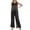 Black, variant on REORIAFEE Women's Classic Long Silk Satin Pajama Set 2 Piece Outfits Sleeveless Tank Crop Top And Wide Leg Pants Set With Pockets Solid Color Loungewear Sleepwear Size S 2XL