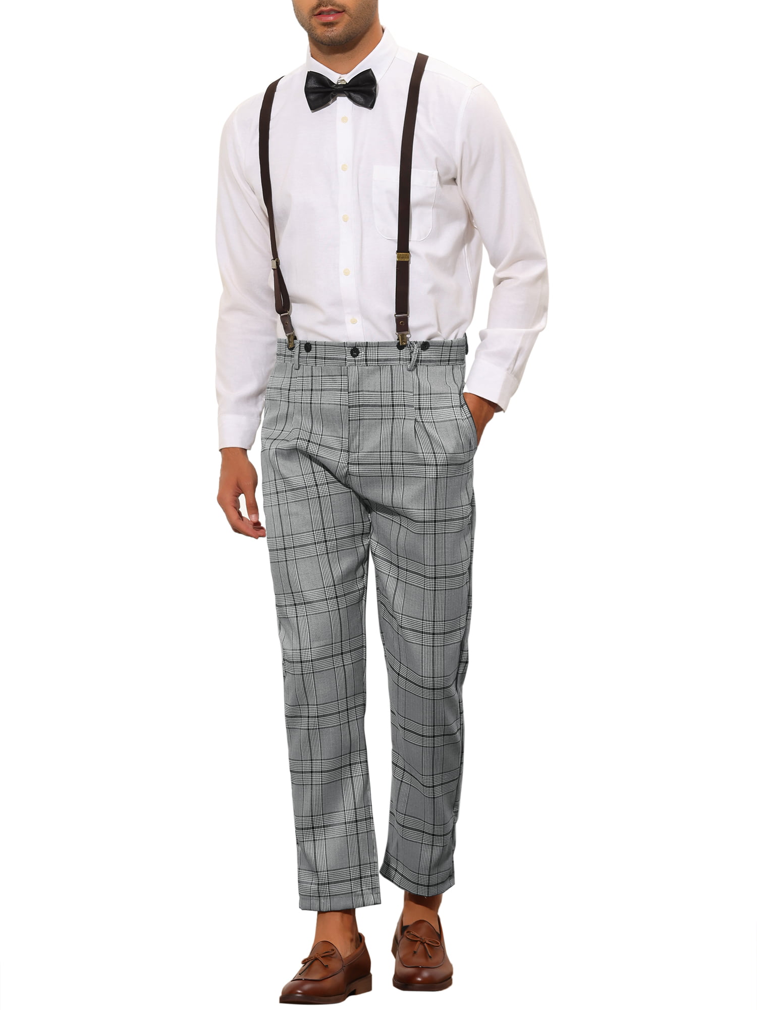 Manfinity Mode Men Plaid Print Suspender Suit Pants  SHEIN