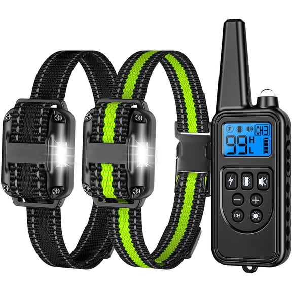 Dog Training Collars for 2 Dogs, 2600ft Remote Range, 3 Modes (Beep/Vibration/Shock), LED Light & USB Charging, Fits Small Medium Large Dogs (8-140lbs)