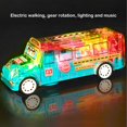 thumbnail image 4 of Juguete de autobús de engranajes transparente con luces giratorias de colores y música | Vehículo iluminado autodireccional | Juego de rompecabezas interactivo para jugar en interiores | Azul, 4 of 6
