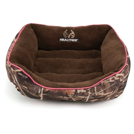 Realtree Box Pet Bed - 25u0022x21u0022 - Camo/Pink