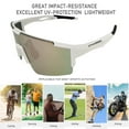 thumbnail image 2 of UPANBIKE Bike Cycling Sunglasses Sports Sunglasses Anti-UV400 Large Size Lens TR90 Unbreakable Frame, Glossy White Frame/Light Purple Lens, 2 of 7