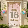 thumbnail image 4 of Pink Theme Happy 16th Birthday Banner Gold Glitter Sweet 16 Banner Decor Star Pattern 16th Birthday Party Banner for Sweet 16 Party Teen Birthday Celebration Girls Party, 4 of 9