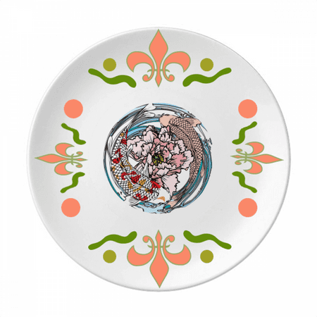 

Carp Peony Water Pattern Geometry Flower Ceramics Plate Tableware Dinner Dish