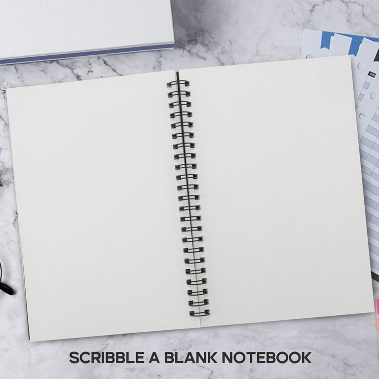 5Pcs A5 Black Spiral Notebook Blank Sketchbook Unruled Journal