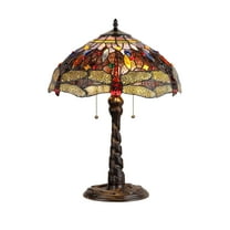 RADIANCE Goods Tiffany-Style 2 Light Dragonfly Table Lamp 16" Shade