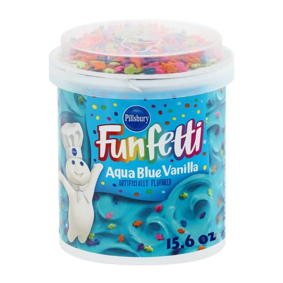 Pack Of 3 Pillsbury Funfetti Aqua Blue Vanilla Frosting, 15.6 oz (Package May Vary)