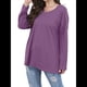 thumbnail image 3 of Blusas de Mujer de Larga con Cuello en V, Túnicas Casuales, Camisas Básicas, Blusas Holgadas Púrpura XL, 3 of 7