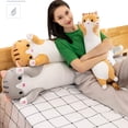 thumbnail image 2 of Cute Cat Plush Long Body Pillow Cuddle Cartoon Stuffed Animals Cat Plushie Soft Doll Pillows Gifts for Kids Girls (50cm, Gray), 2 of 8