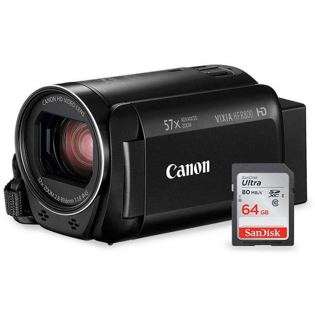 Canon Vixia HF R800 HD Camcorder (Black) Deluxe Bundle W/ 64 GB SD Card