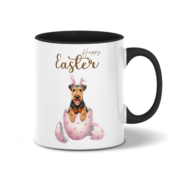 Easter Egg Airedale Terrier Bunny Ear Welcome Spring Truck 11oz Accent Two-tone Mug Dale Waterside Dog Lover Coffee Tea Cup - 12002