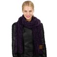 thumbnail image 3 of C.C Women's Ultra Soft Chenille Ribbed Thick Warm Knit Shawl Wrap Scarf-Dark Purple, 3 of 4