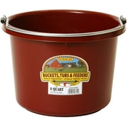 Little Giant Plastic Animal Feed Bucket (Burgundy) Round Plastic Feed Bucket with Metal Handle (8 Quarts / 2 Gallons) (Item No. P8BURGUNDY6)