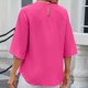 thumbnail image 4 of Women 3/4 Sleeve Summer Blouses Loose Casual Tops Front Pleated Round Neck Shirts Elegant and Easy to Wear XXL pea green, 4 of 4