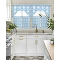 thumbnail image 5 of Buffalo Blue Striped Kitchen Curtains Swag Valance and Tier Curtains Set 24 Inch Length, Love Heart Checkered Rod Pocket Drape Panels Pair Swag Curtain for Bathroom/Cafe/Window, 5 of 6