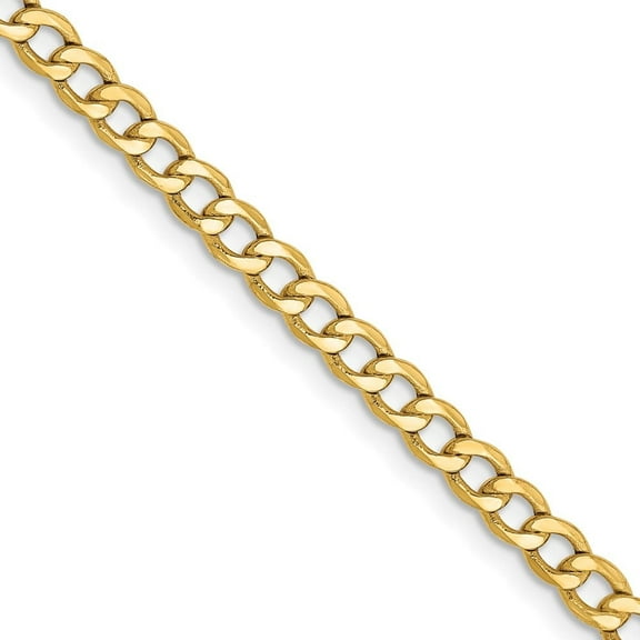 Auriga Fine Jewelry 14K Yellow Gold 2.85 mm Semi-Solid Curb Chain Necklace for Women 16"