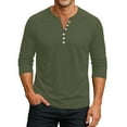 thumbnail image 2 of Lumtrix Mens Long Sleeve Henley Shirts Stretch Casual 3 Button Tee Baisc Plain Slim Fit Henley Lightweight Shirts Dark Green XL, 2 of 8