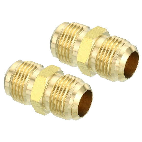 Uxcell Flare Brass Compression Tube Fitting, Flare Tube Fitting Pipe Hose Fitting for Plumbing 1/2"Male x 1/2" Male 2
