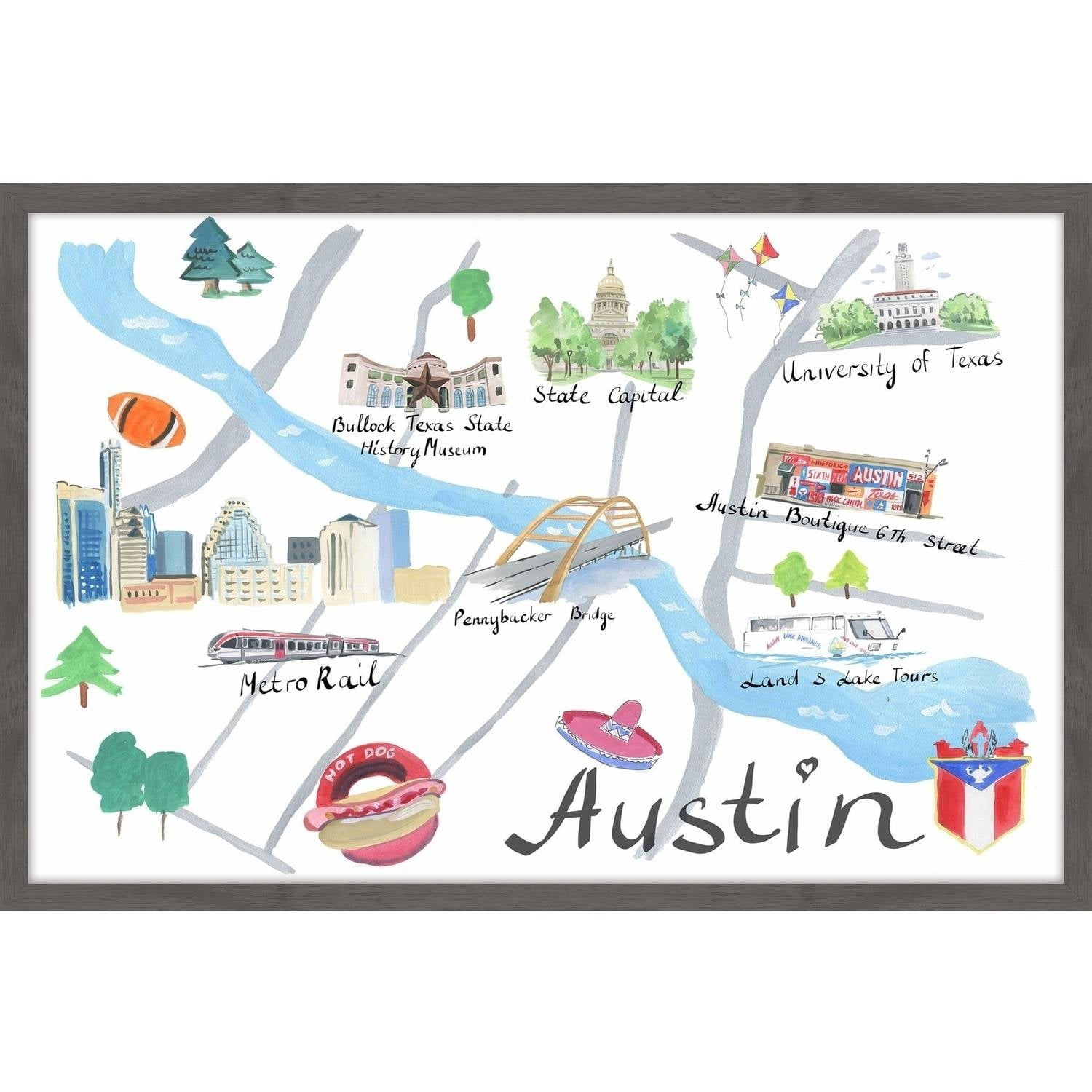 "Lively Austin" Framed Painting Print